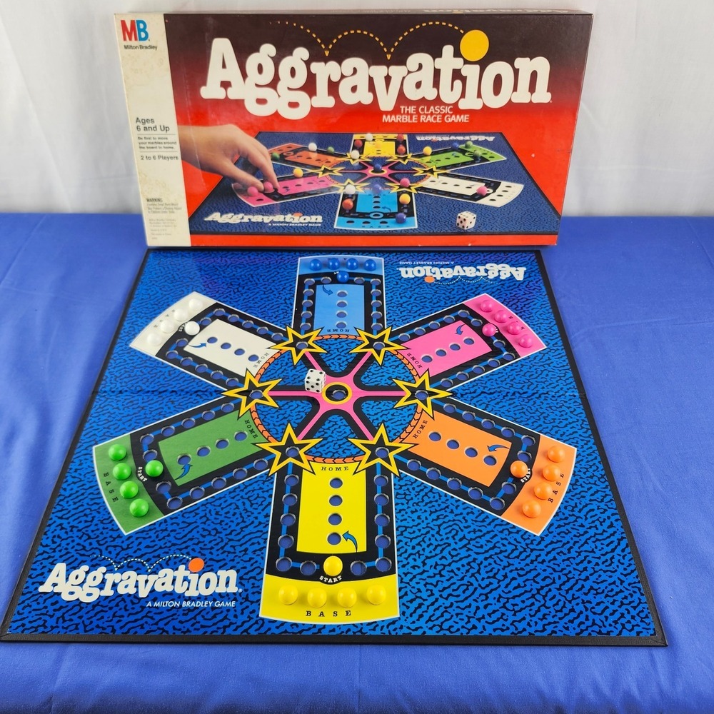 VINTAGE Aggravation COMPLETE Milton Bradley 1989 Marble Race Family Xtra Marbles